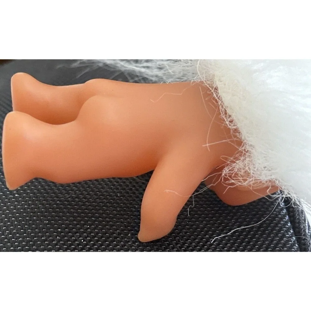 Vintage 1985 Dam Norfin Baby Toddler Troll Doll White Hair Orange Eyes